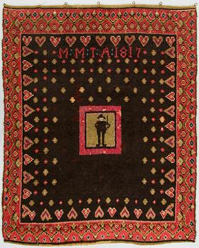 Rya, allmoge daterad 1817. Ca 185 x 130 cm.