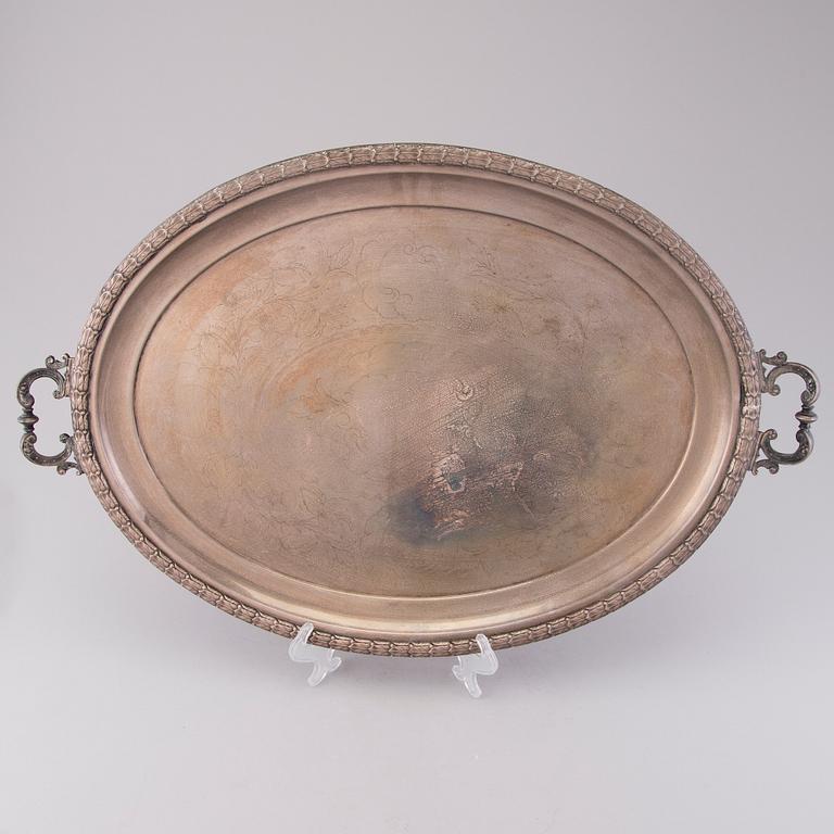 A SILVER PLATED TRAY, Late 19th century.