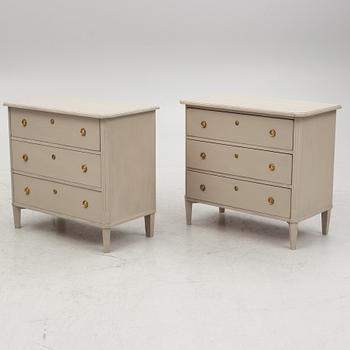 A pair of Gustavian style chest of drawers, mid 20th Century.