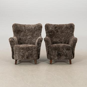Armchairs, a pair, Asko Finland 1940s.