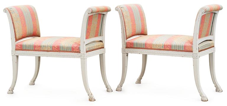 A pair of late Gustavian stools by E. Ståhl, not signed.