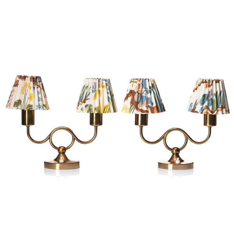 Josef Frank, a pair of brass table lamps, Svenskt Tenn Sweden, model 2483, 1950s.