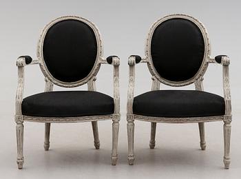 KARMSTOLAR, 1 par, gustaviansk stil, 1900-tal.