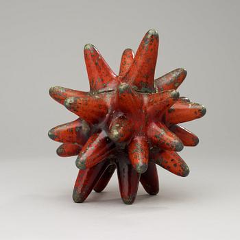 A Hans Hedberg faience sculpture of a sea-urchin, Biot, France.