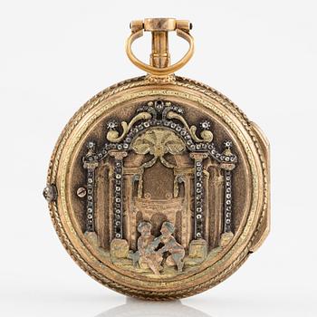 A gold and diamond pocket watch by Charles Le Roy (watchmaker in Paris 1733-71).