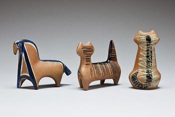 FIGURINER, 7 st, stengods, Lisa Larson, Gustavsberg.