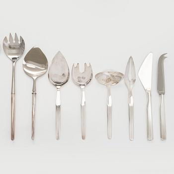 Tapio Wirkkala, Bestickuppsättning "Marski", 98 delar, sterlingsilver, Kultakeskus, Tavastehus 1988. I originalschatull.