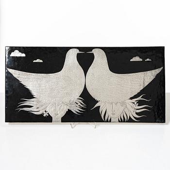 Stig Lindberg, a glazed stoneware plaque, Gustavsberg Studio 1950s-60s.