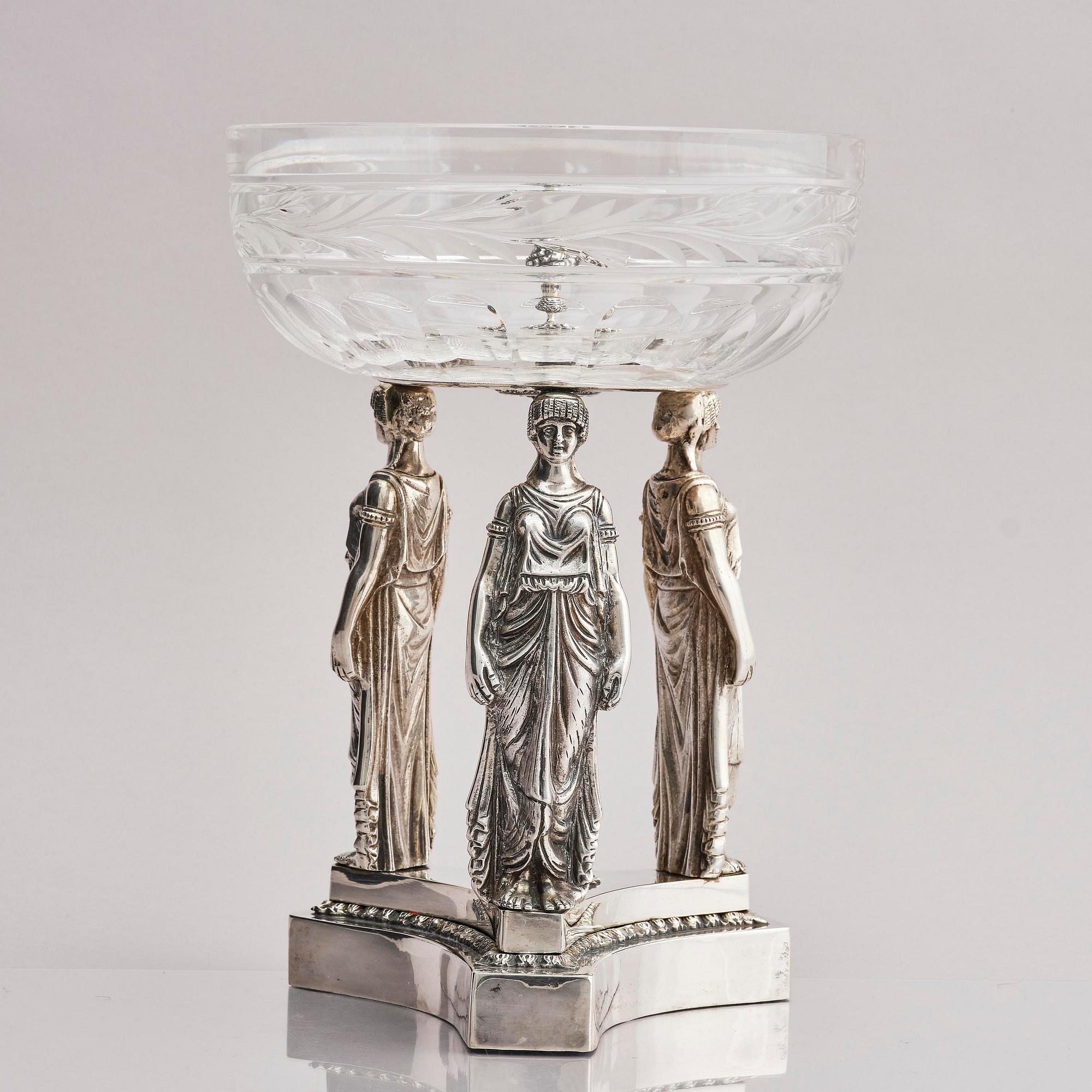 Lale Silverware & Co Ltd, uppsatsskål, sterling silver och glas, Istanbul, Turkiet, 1900-tal.