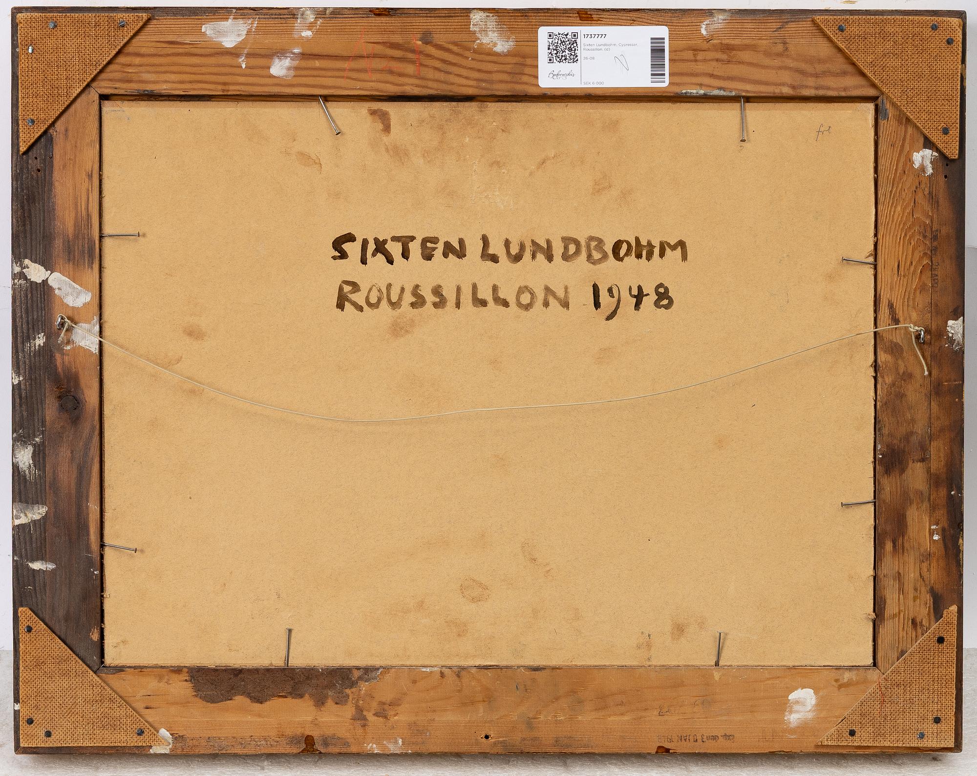 Sixten Lundbohm, Cypresser, Roussillon.