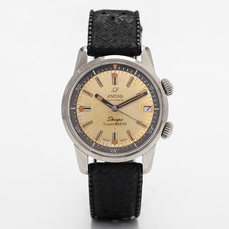 Enicar, Sherpa, Super-Divette, Seapearl, rannekello, 36 mm.