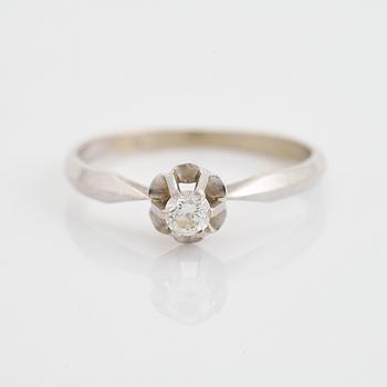 14K white gold with brilliant cut diamond ring.