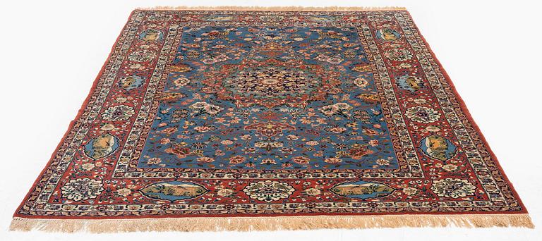 Matta, semiantik Isfahan, part silk, ca 216 x 151 cm.