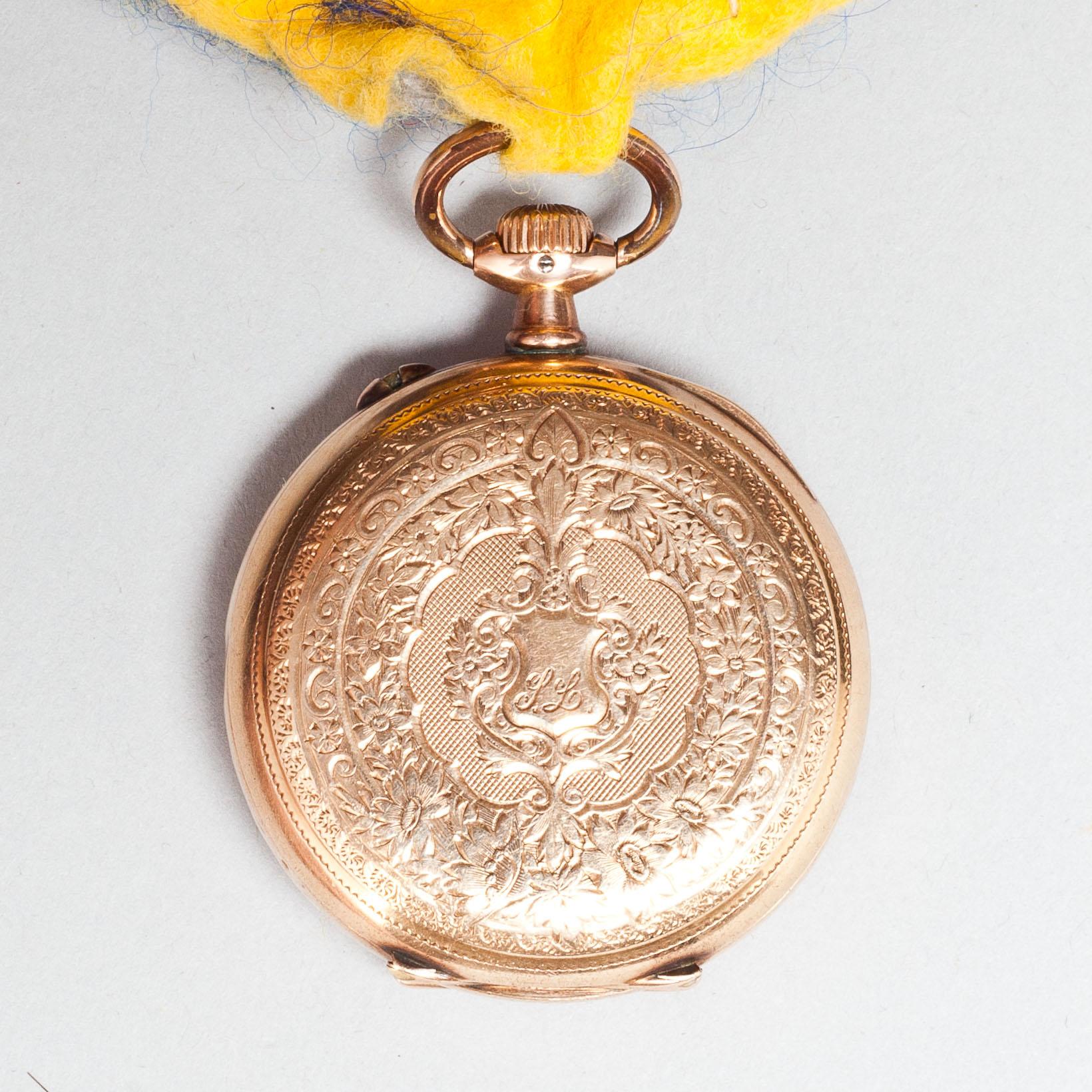 FICKUR, Longines 14k, I FICKURSSTÄLL flintgods.