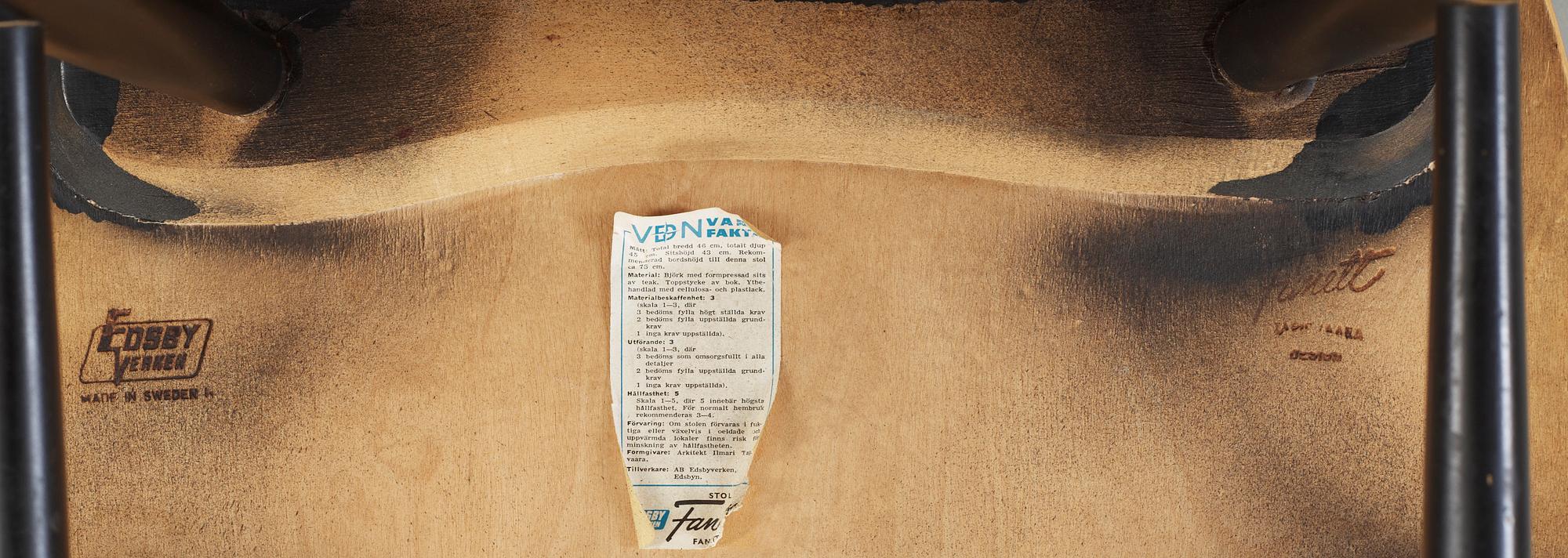 STOLAR, 4 st, "Fanett", Ilmari Tapiovaara, Edsbyverken, 1900-talets mitt.