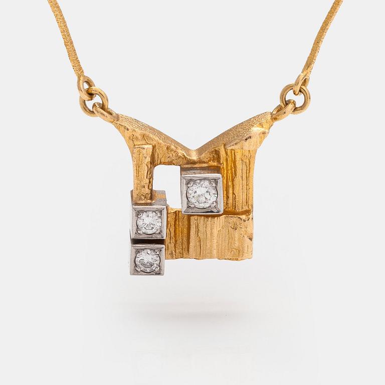 Björn Weckström, Kaulakoru "Timanttikaupunki", 18K kultaa, timantteja n. 0.11 ct yht. Lapponia 1985.