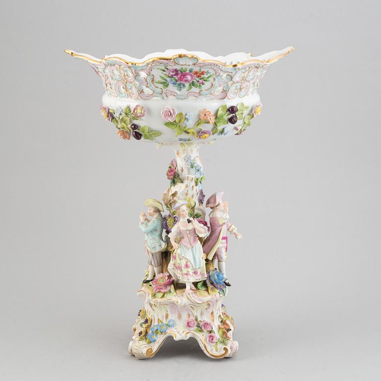 A large pocelain centerpiece, late 19th century. Meissen like mark.