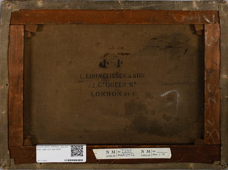 ELLIS CECIL MARKS, olja på duk, sign och dat 1893.