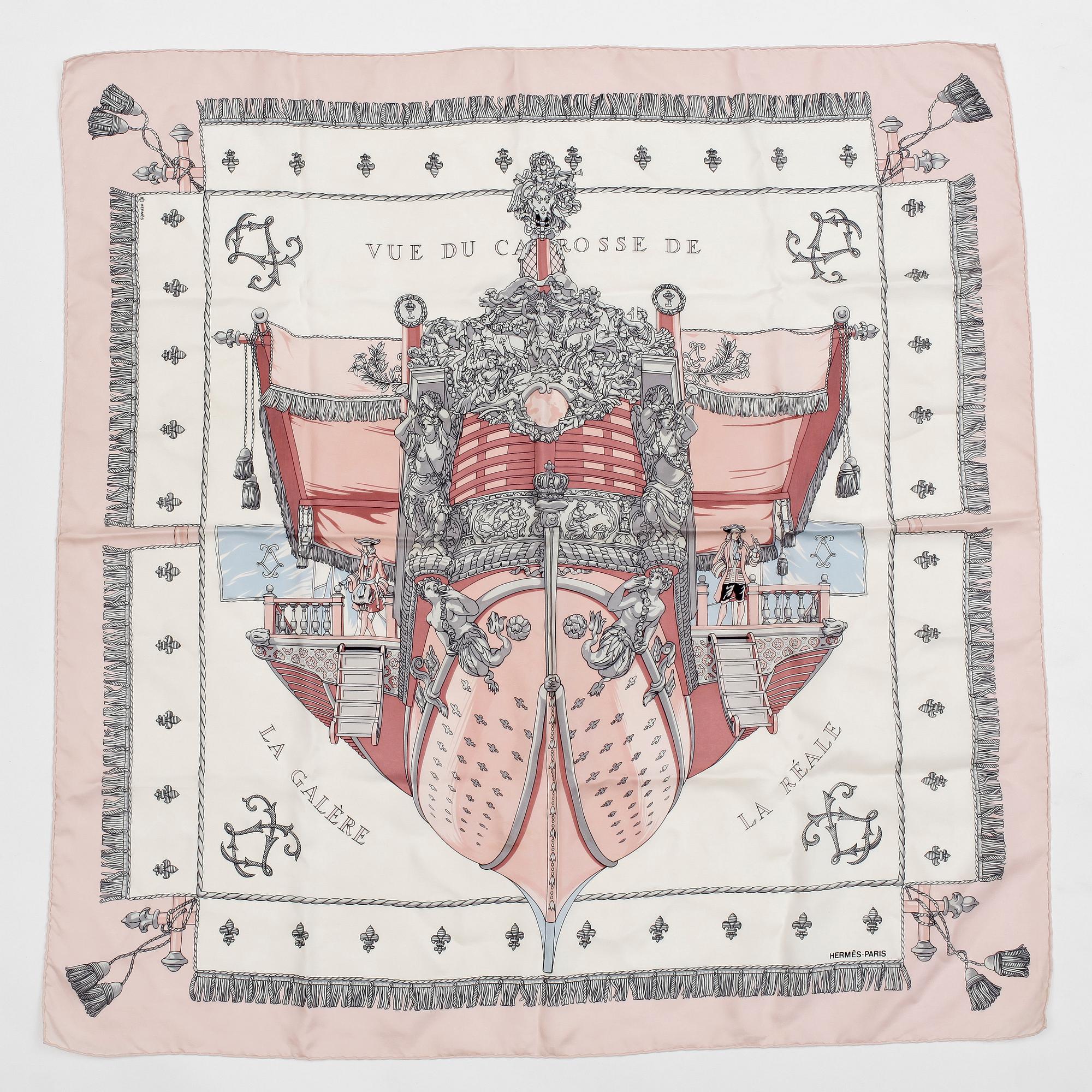 SCARF, siden, "Vue de carosse", Hugo Grygkar, Hermès, Paris, formgiven 1952.