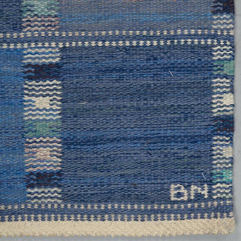 Barbro Nilsson, matto, a runner, Falurutan starkblå, flat weave, ca 532,5 x 81,5-83,5 cm, signed AB MMF BN.