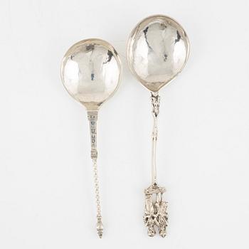 Two Silver Spoons, including Holland 1847.