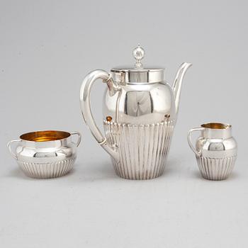 A three-piece silver coffee service from GAB, Stockholm, 1920-1.