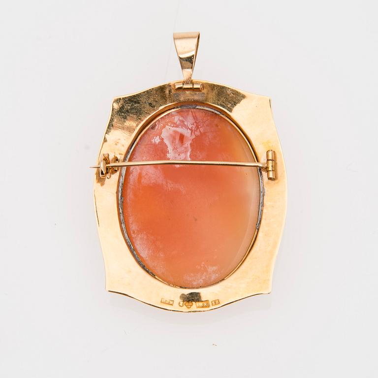 KAMÉ HÄNGE / BROSCH, 18K guld, Hildur Johnson Juvelerare, Stockholm 1950.