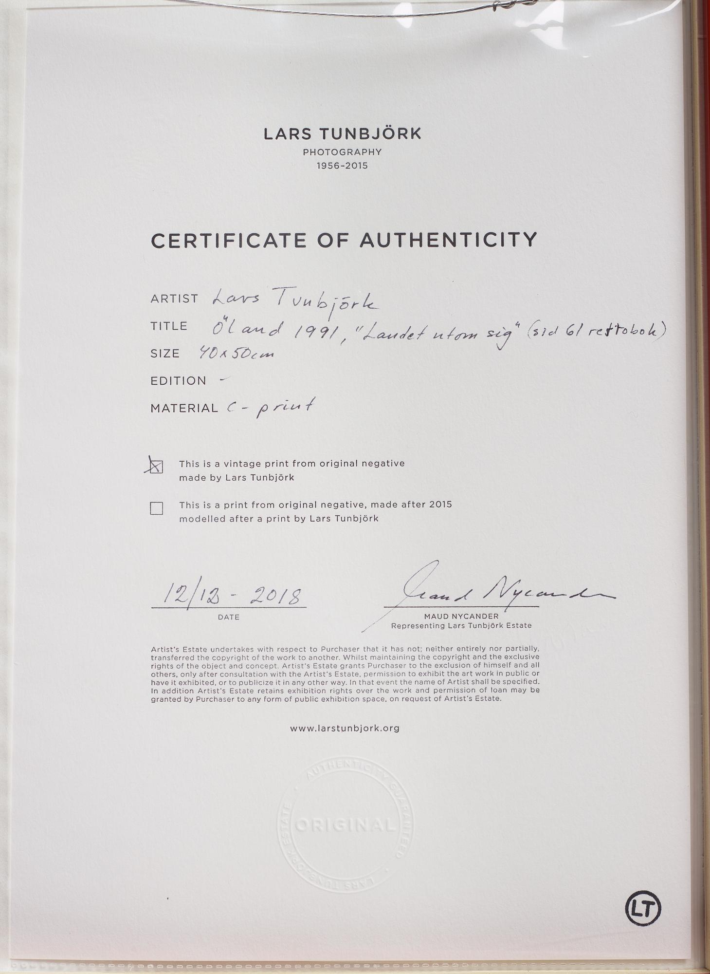 Lars Tunbjörk, "Öland", 1991.