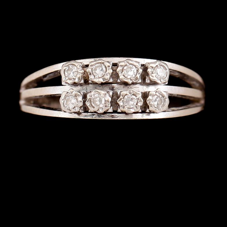 RINGAR, 2 st, 18 k vitguld, briljantslipade diamanter.