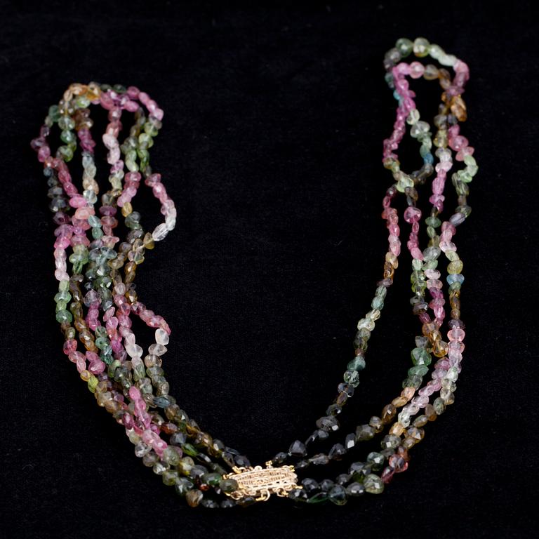 COLLIER, turmaliner, 14K guld. 2000 t.