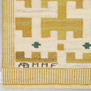 Ann-Mari Lindbom, gift Forsberg, CARPET. "Gulbroka". Flat weave. 210,5 x 132,5-135,5 cm. Signed AB MMF AMF.