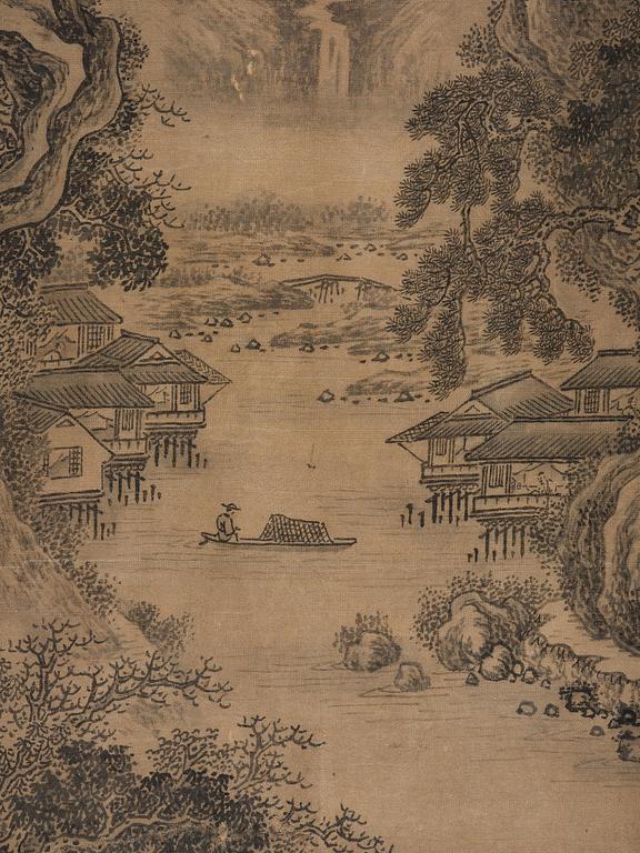 A Chinese scroll painting, attributed to Liu Du (17th century).