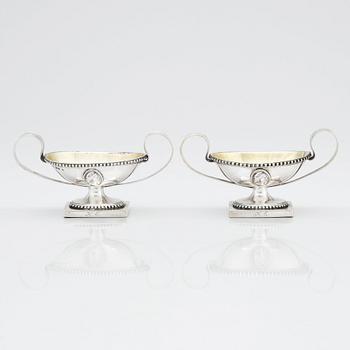 A pair of Swedish 18th century parcel-gilt salts, marks of Simson Ryberg, Stockholm 1794.