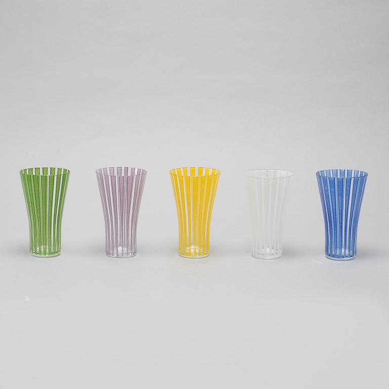 BENGT ORUP, 9 st, glas, "Stripe", Johansfors, 1950-tal.