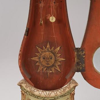 A Swedish rococo polychrome-painted longcase clock by P. Ernst (watchmaker in Stockholm 1753-84).