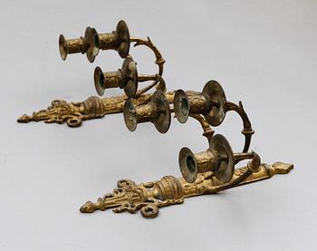 VÄGGLAMPETTER, 1 par, gustaviansk stil, 1800-talets mitt.