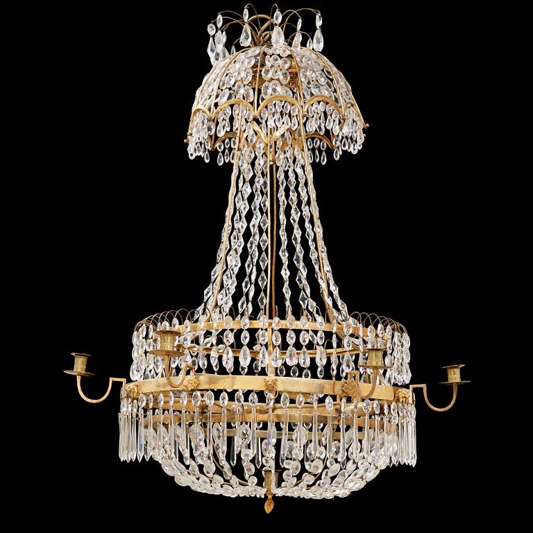 A late Gustavian circa 1800 seven-light chandelier.