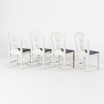 A set of four Gustavian style painted chairs mid 1900s/later part.