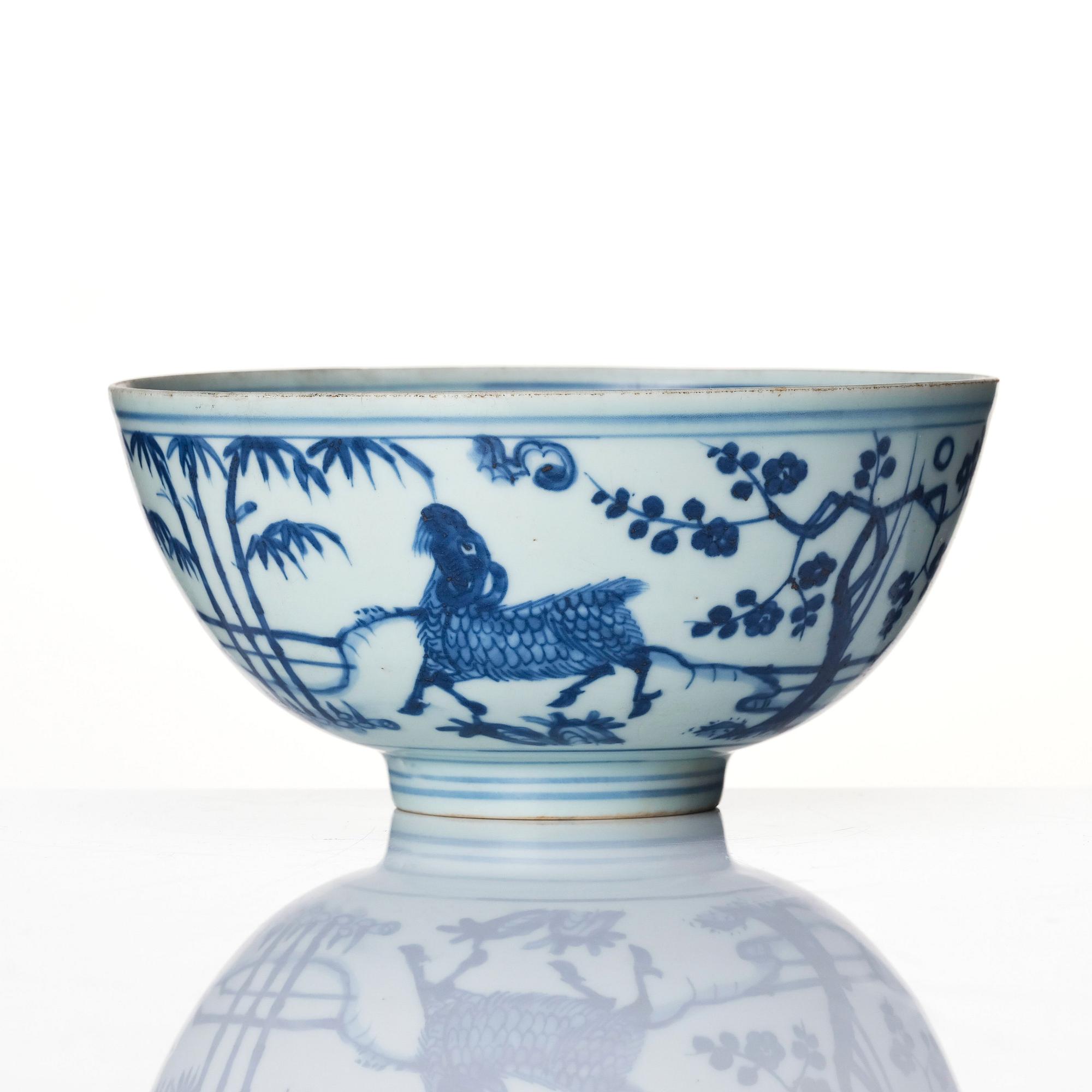 Skål, porslin, Kina, sen Mingdynasti, 1600-tal.
