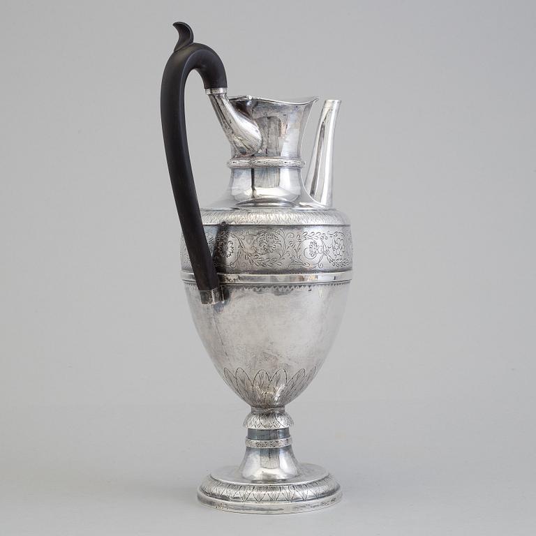 A RIGA SILVER WINE JUG maker's mark latin RM, possibly Richard Müller, Riga, Latvia, late 19th century.