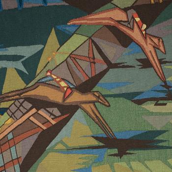 Lars Gynning, VÄVD TAPET, "Ulriksdal", gobelängteknik, ca 219 x 296
 cm, signerad Gynning PF AUBUSSON.