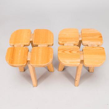 RAUNI PEIPPO, A set of 6 stools "Apila" (Four-leaf clover) for  Oy Stockmann Ab, Keravan Puusepäntehdas, Finland.