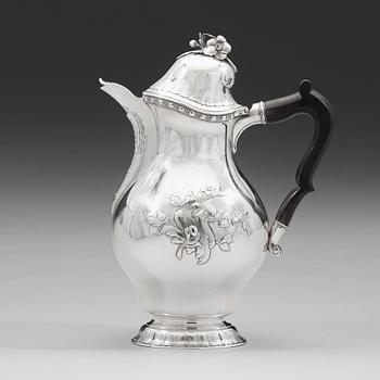 100. A Swedish 18th century silver coffee-pot, mark of Johan Schvart, Karlskrona 1780.