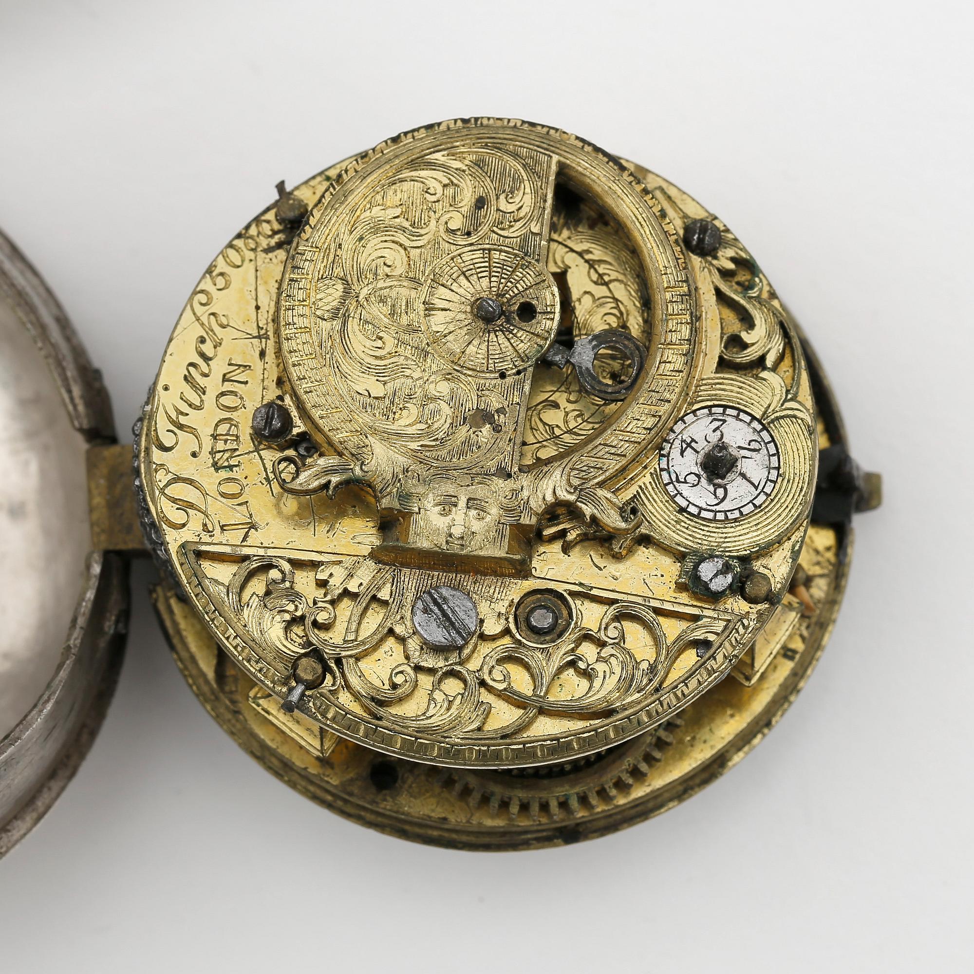 HERRFICKUR, 4 st, silver, bla J. Branscomb resp D. Finch London. Omkring 1800 till 1800-talets första hälft. Tot ca gram.