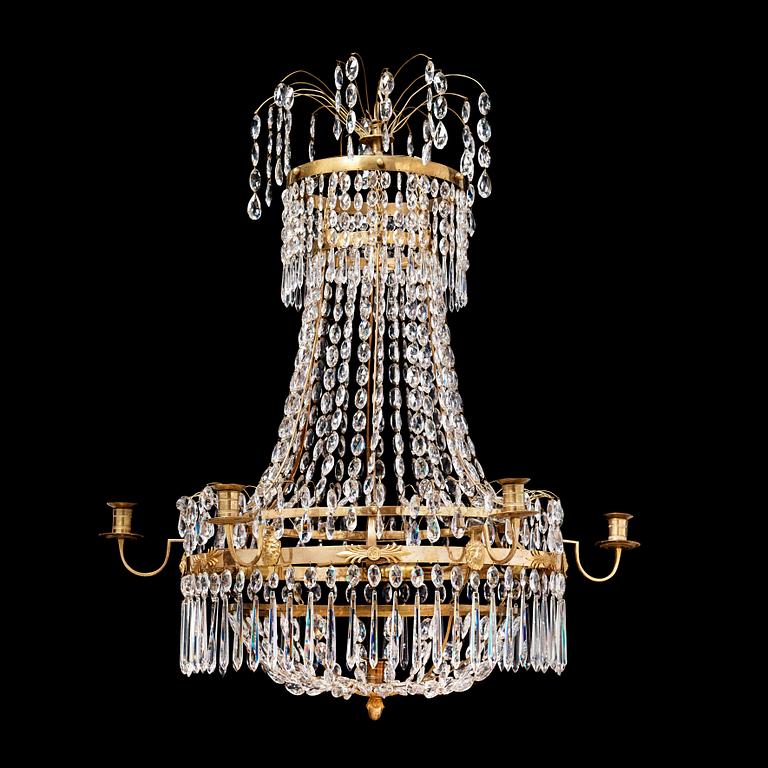 A late Gustavian early 19th century seven-light chandelier.