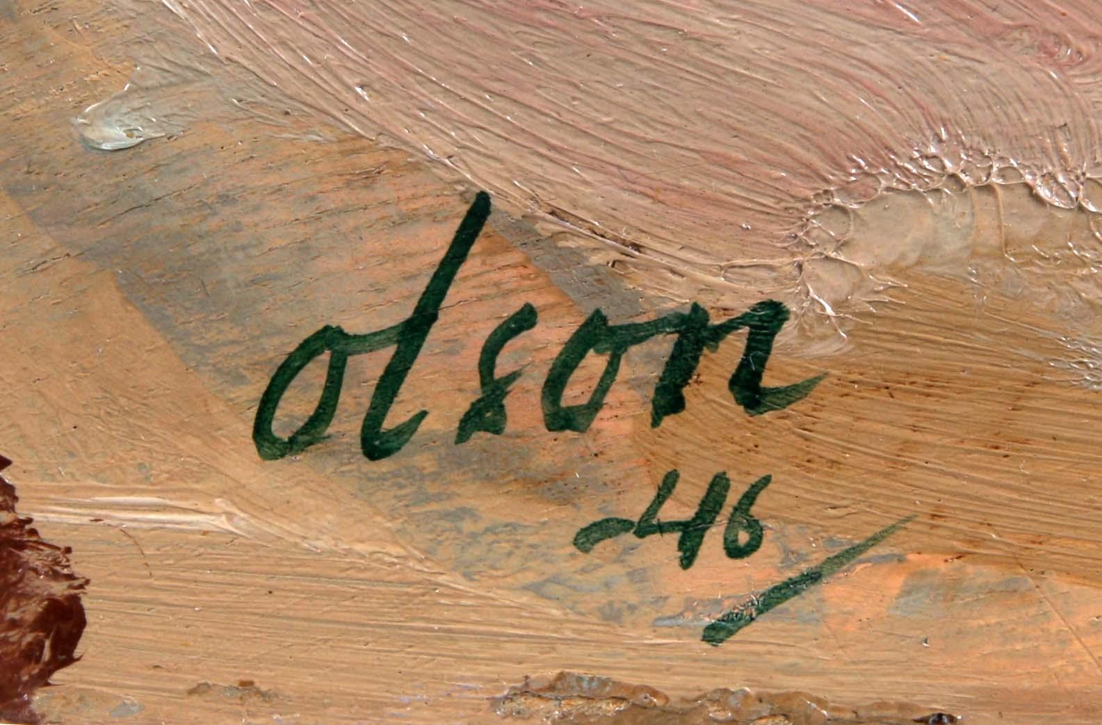 OVE OLSON, olja på pannå, 3 st, sign.