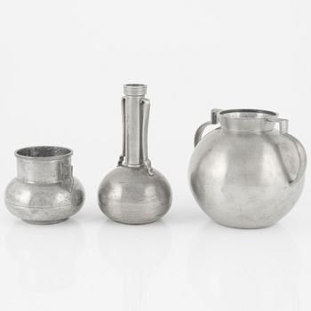 Three pewter vases, bearing the mark of GAB, Stockholm, 1933-35.