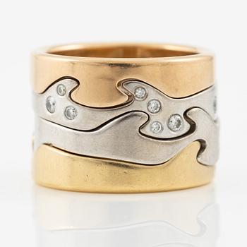 Georg Jensen, ring, "Fusion", 4 parts, 18K gold and white gold, set with brilliant-cut diamonds.