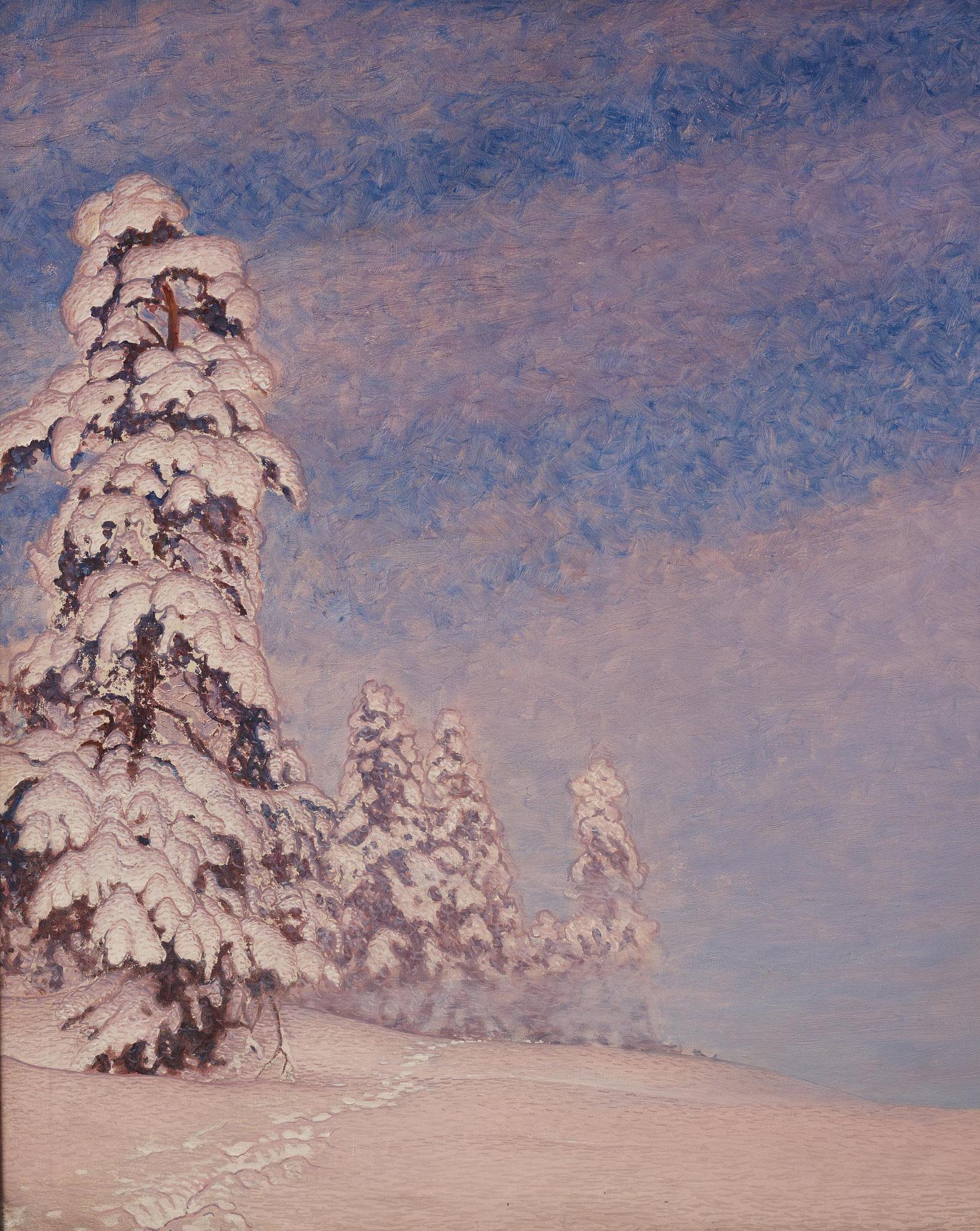 Gustaf Fjaestad, Tracks in the deep snow.