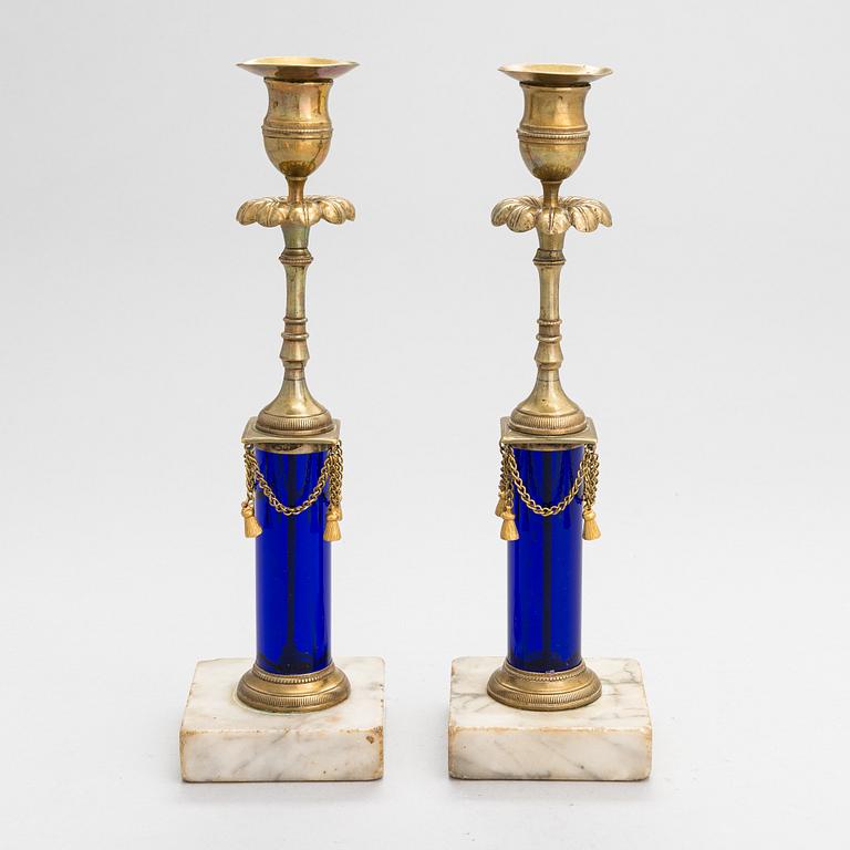 A pair of late 18th-century candlesticks in late Gustavian style.